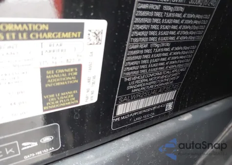 2020 Land Rover Range Rover Sport Hse Mhev из США, поврежденный, VIN SALWR2SU4LA735745